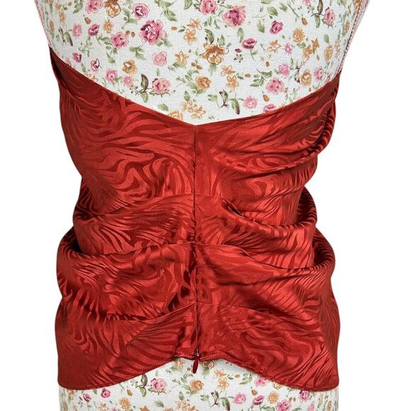 Ronny Kobo June Tiger Jacquard Halter Top Orange Red Silk Blend Small Blouse - Picture 10 of 11